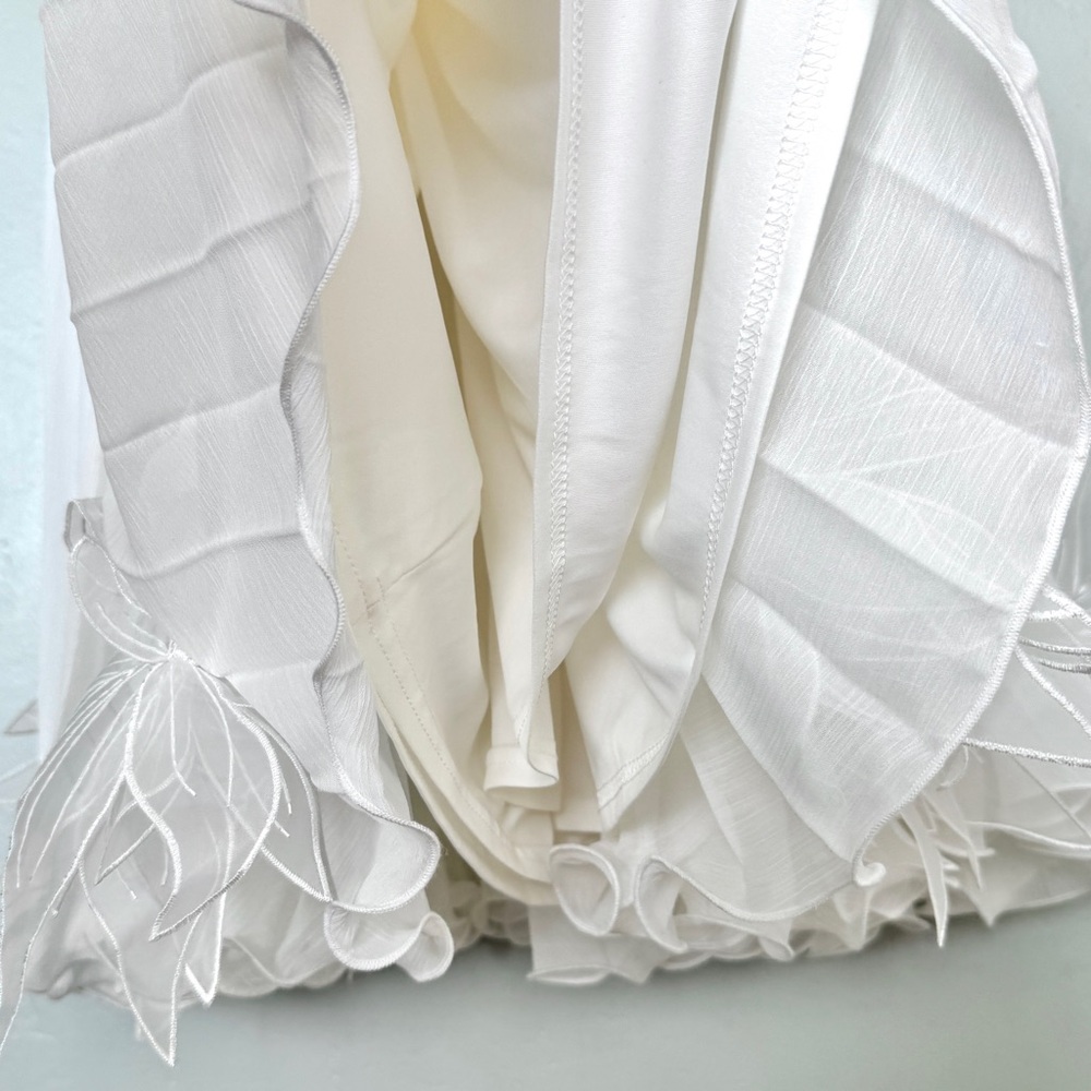 Tadashi Shoji Ivory Pleated Trapeze Chiffon Midi Dress Size XS - Picture 8 of 13